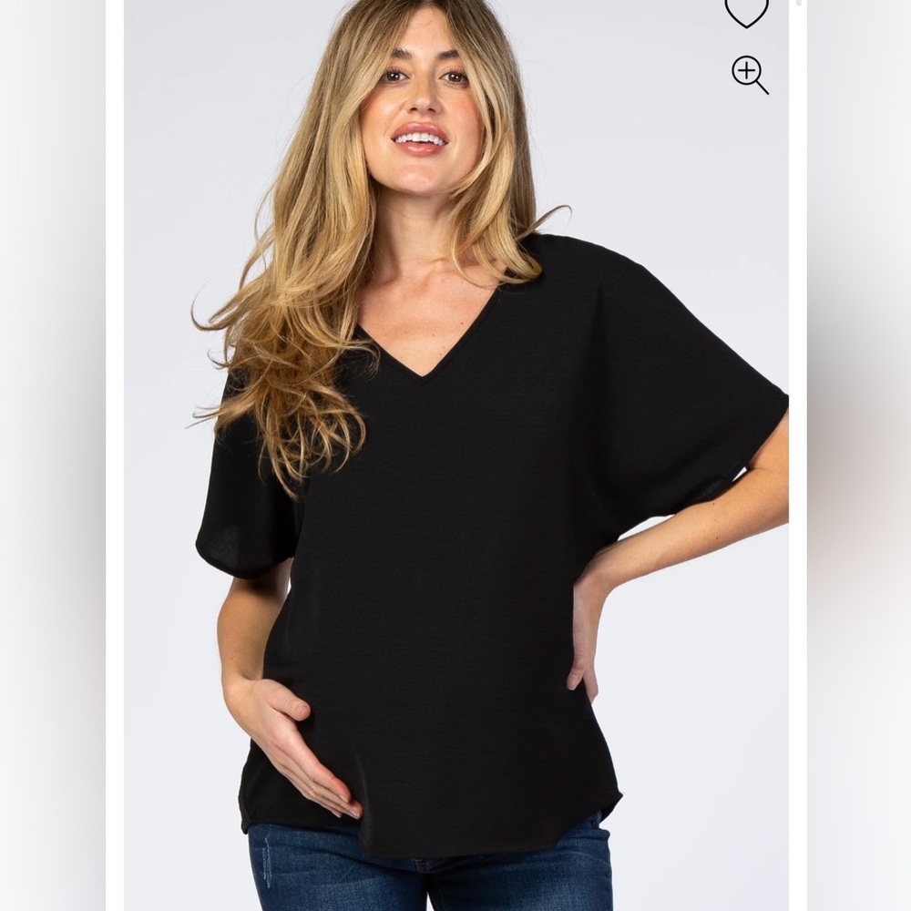NWOT PinkBlush Black Maternity Blouse - Medium